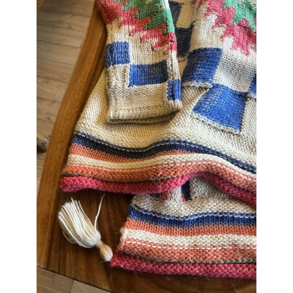 Lauren Ralph Lauren Knit Cardigan Sweater Shawl Wool Western Aztec Size S/M - Picture 4 of 10